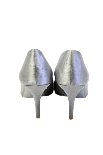 Martinez Valero Women's Rhinestone Embellish Satin Pumps Silver Size 7