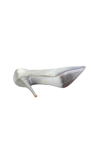 Martinez Valero Women's Rhinestone Embellish Satin Pumps Silver Size 7