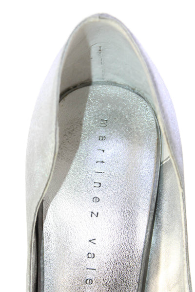Martinez Valero Women's Rhinestone Embellish Satin Pumps Silver Size 7