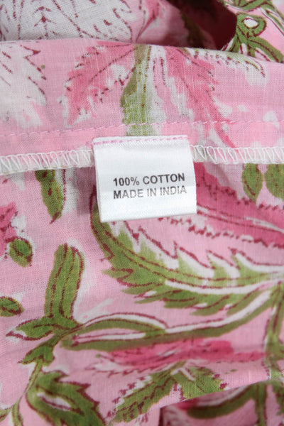 Just Darviny Women Kaftan Dress Pink Floral 3/4 Sleeve V-Neck Size XS