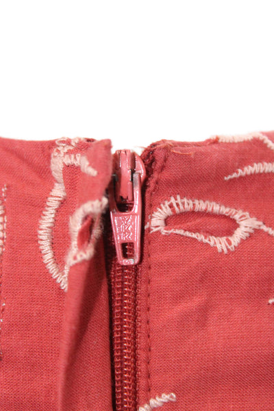 Hannah Womens Kaftan Dress Red Geometric Cotton V-Neck Tie 3/4 Sleeve Size 1