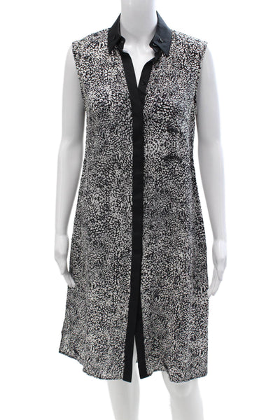 Jason Wu Women Silk Shirt Dress Black Animal Print Midi Size 6