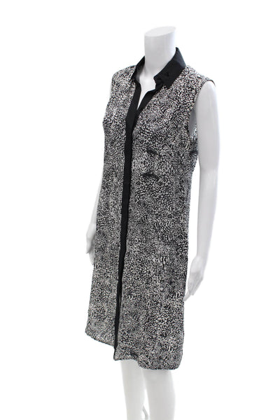 Jason Wu Women Silk Shirt Dress Black Animal Print Midi Size 6