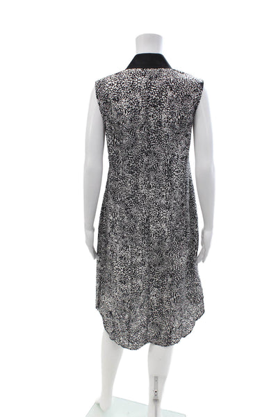 Jason Wu Women Silk Shirt Dress Black Animal Print Midi Size 6