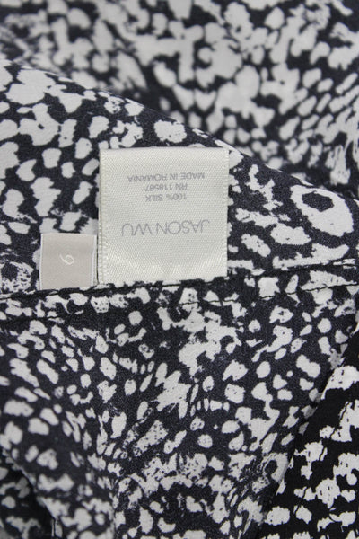 Jason Wu Women Silk Shirt Dress Black Animal Print Midi Size 6