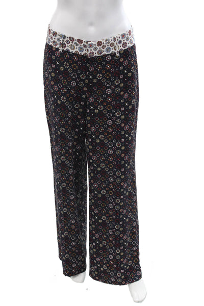 Derek Lam 10 Crosby Women Dark Blue Silk Geometric Bohemian Pants Size 4