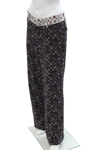 Derek Lam 10 Crosby Women Dark Blue Silk Geometric Bohemian Pants Size 4
