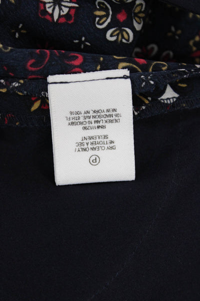 Derek Lam 10 Crosby Women Dark Blue Silk Geometric Bohemian Pants Size 4