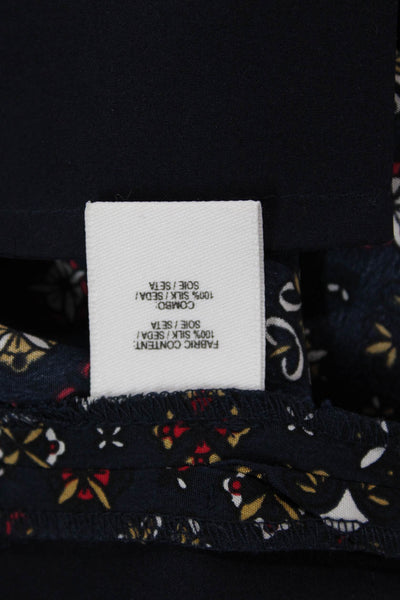 Derek Lam 10 Crosby Women Dark Blue Silk Geometric Bohemian Pants Size 4