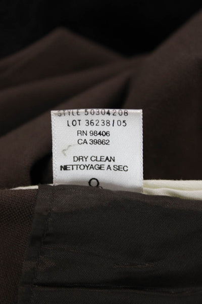 Theory Womens Ankle Cropped Dress Pants Brown Button Cotton Lycra Size 4