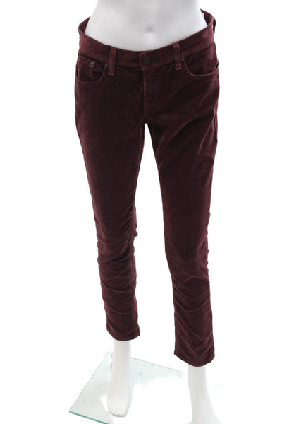 Rag & Bone Jean Womens Cropped Ankle Pants Red Cotton Stretch Size 27