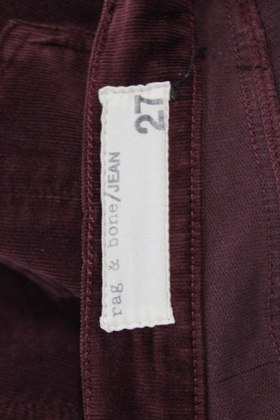 Rag & Bone Jean Womens Cropped Ankle Pants Red Cotton Stretch Size 27