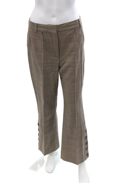 Rokh Women Brown Wool Check Dress Pants Size 46