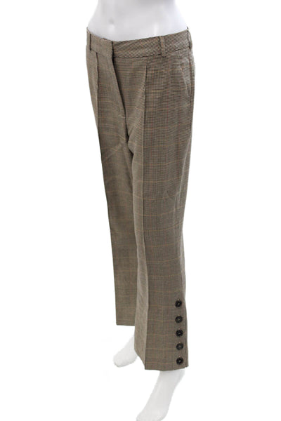 Rokh Women Brown Wool Check Dress Pants Size 46