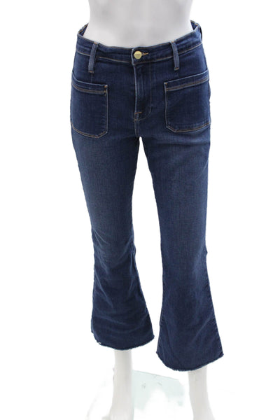 Frame Denim Women Bootcut Cropped Dark Blue Jeans Size 26