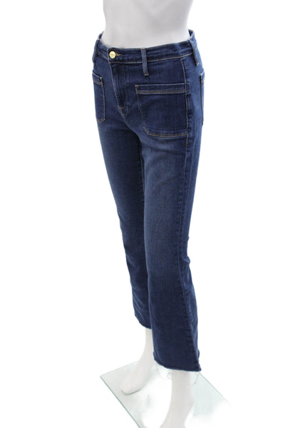 Frame Denim Women Bootcut Cropped Dark Blue Jeans Size 26