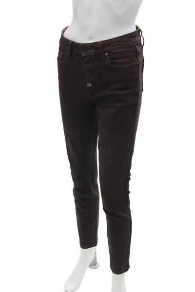Paige Women Ankle Skinny Jeans Brown Size 28