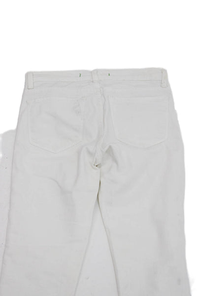J Brand Womens White Skinny Jeans Button Fly Mid Rise 28 Inseam Size 24