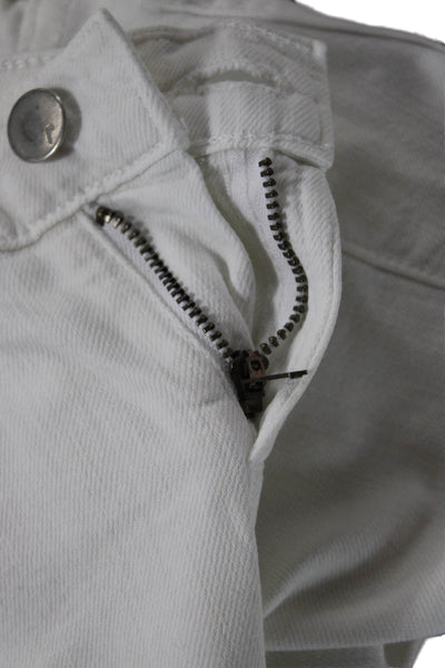 J Brand Womens White Skinny Jeans Button Fly Mid Rise 28 Inseam Size 24