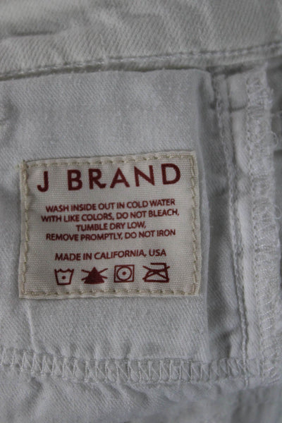 J Brand Womens White Skinny Jeans Button Fly Mid Rise 28 Inseam Size 24