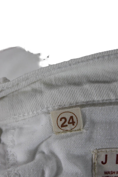 J Brand Womens White Skinny Jeans Button Fly Mid Rise 28 Inseam Size 24