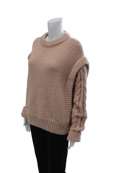 Jakke Unisex Pullover Beige Crew Neck Long Sleeve Acrylic Blend Size 4