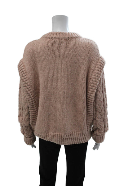 Jakke Unisex Pullover Beige Crew Neck Long Sleeve Acrylic Blend Size 4