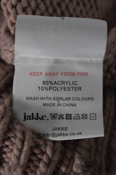 Jakke Unisex Pullover Beige Crew Neck Long Sleeve Acrylic Blend Size 4