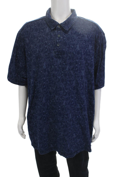 Tommy Bahama Mens Printed Polo Shirt Blue Size Extra Extra Extra Large