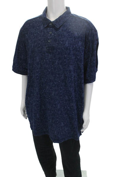 Tommy Bahama Mens Printed Polo Shirt Blue Size Extra Extra Extra Large