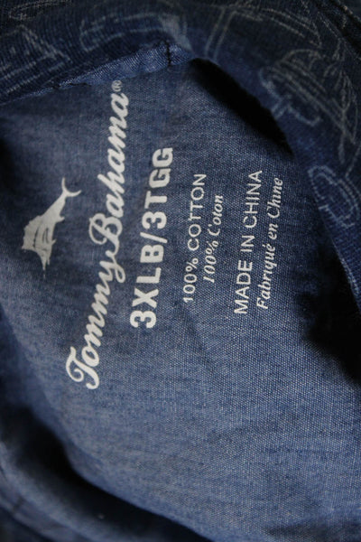 Tommy Bahama Mens Printed Polo Shirt Blue Size Extra Extra Extra Large