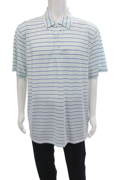 Southern Tide Mens Striped Short Sleeves Shirt White Blue Size Extra Large