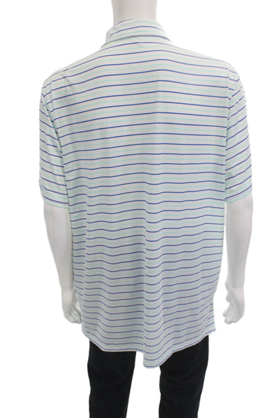 Southern Tide Mens Striped Short Sleeves Shirt White Blue Size Extra Large