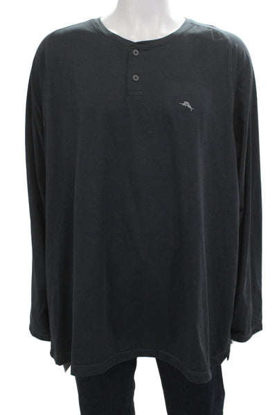 Tommy Bahama Mens Band T-Shirt Dark Gray Long Sleeve Size 3XL