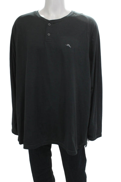 Tommy Bahama Mens Band T-Shirt Dark Gray Long Sleeve Size 3XL
