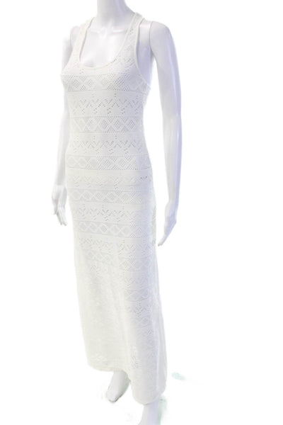 Delfina Womens White Geometric Maxi Tank Dress Sleeveless Knee Length Size S
