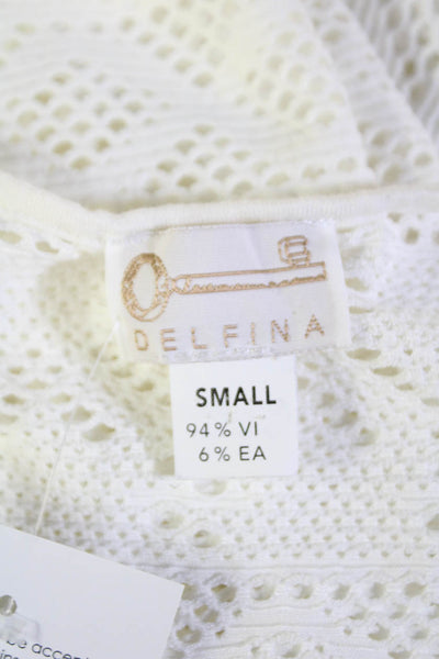 Delfina Womens White Geometric Maxi Tank Dress Sleeveless Knee Length Size S