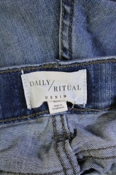 Daily/Ritual Unisex Blue Button Cotton Blend Beach Shorts Size 25