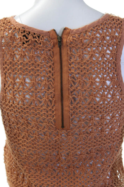 Topshop Womens Cropped Tank Tan Round Neck Sleeveless Boho Size 6