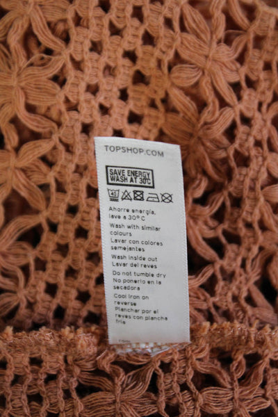 Topshop Womens Cropped Tank Tan Round Neck Sleeveless Boho Size 6