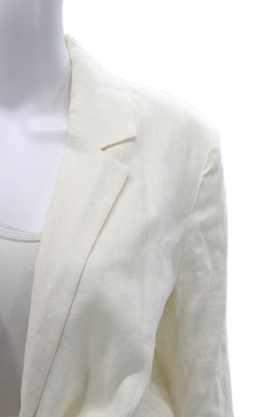 Mara Hoffman Womens White Hemp Collared Button Long Sleeve Blazer Size M