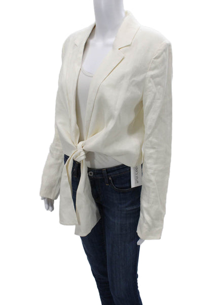 Mara Hoffman Womens White Hemp Collared Button Long Sleeve Blazer Size M