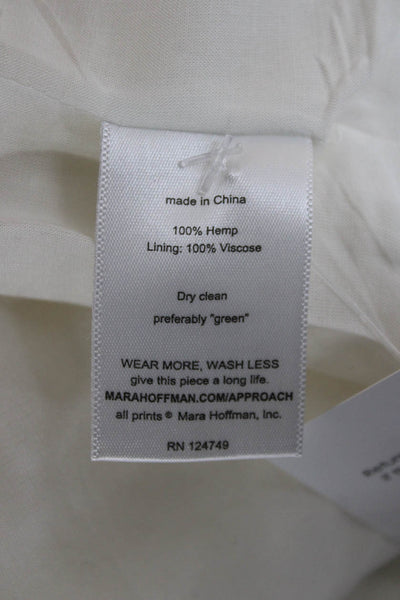 Mara Hoffman Womens White Hemp Collared Button Long Sleeve Blazer Size M