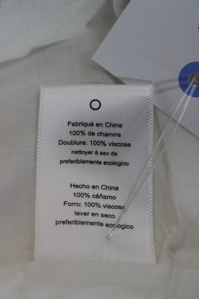 Mara Hoffman Womens White Hemp Collared Button Long Sleeve Blazer Size M