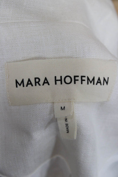 Mara Hoffman Womens White Hemp Collared Button Long Sleeve Blazer Size M