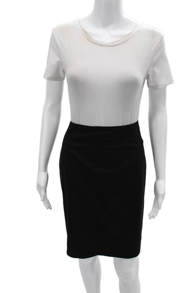Elie Tahari Women Black Wool Blend Short Straight Pencil Skirt Size 10