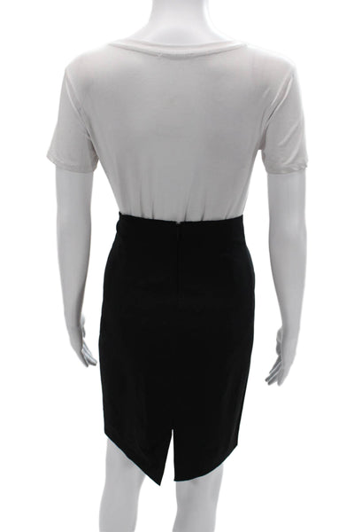 Elie Tahari Women Black Wool Blend Short Straight Pencil Skirt Size 10