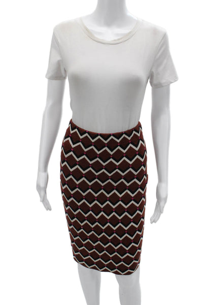 Trina Turk Womens Black Geometric Merino Wool Straight Pencil Midi Skirt Size M