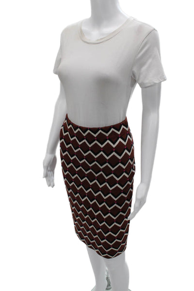 Trina Turk Womens Black Geometric Merino Wool Straight Pencil Midi Skirt Size M