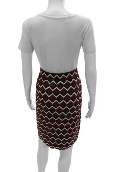 Trina Turk Womens Black Geometric Merino Wool Straight Pencil Midi Skirt Size M